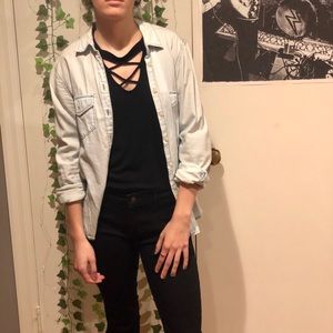 Light blue button down